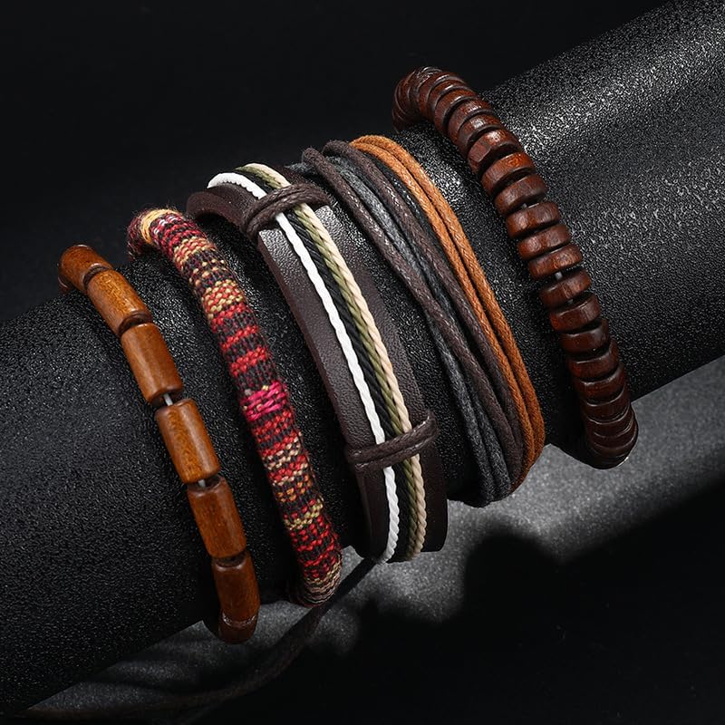 JAVMOO Gothic Bracelet Adjustable Punk Braided Leather Multilayer Grunge Set Bracelets Emo Metal Cuff Wrap Bangles Meaningful Gift - Image 5